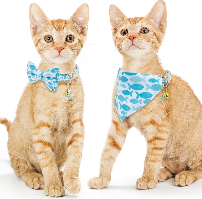 Faygarsle 2 Pack Fish Pattern Cat Collar Set - Image 7