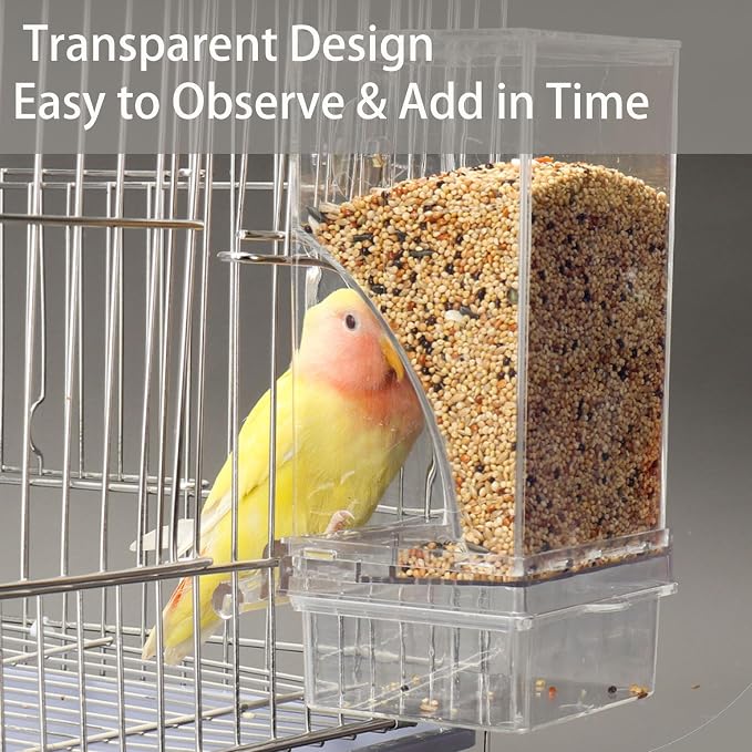 No Mess Bird Feeder for Cage, Automatic No-Spill Transparent Parrot Feeder - Image 6