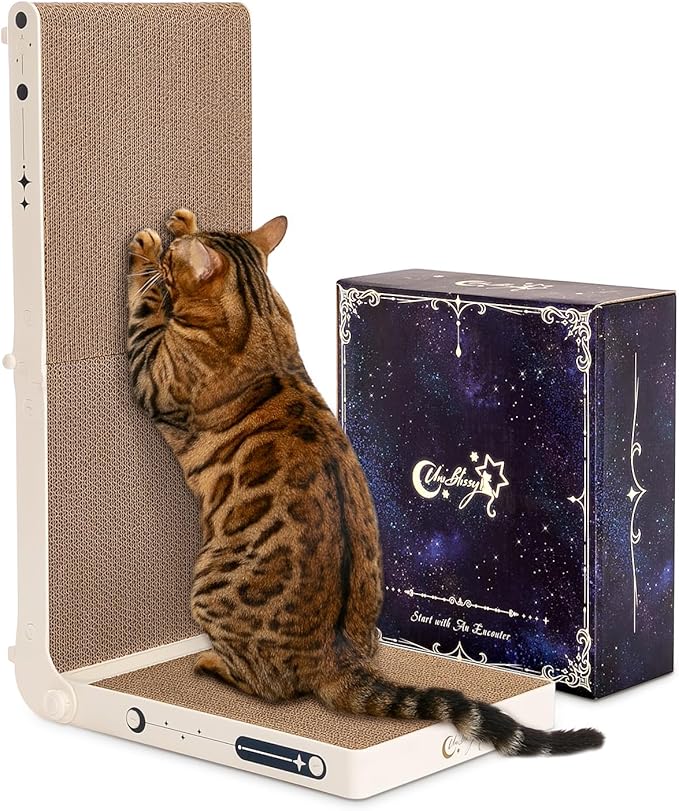 Cat Scratcher, 25.3 Inch Double Sided L Shape Cat Scratching Board, No Assembly by UniBlissy