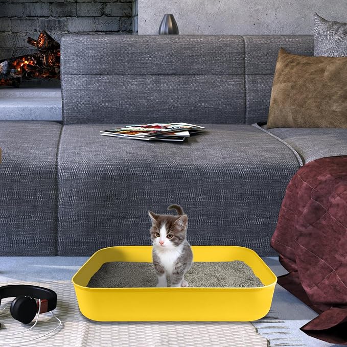 Small Litter Box, Plastic Kitten Litter Box, 13.9 x 9.8 x 3 Inch Open Litter Box - Image 7