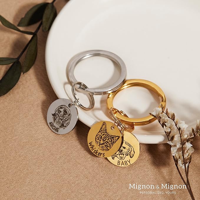 MignonandMignon Custom Pet Portrait Keychain Personalized Multiple Dog Cat - Image 6