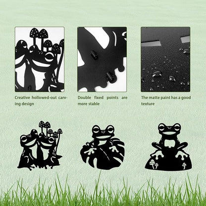 3 Pack Frog Metal Garden Decorative Stakes, Weather Proof Silhouette Statues - Image 5