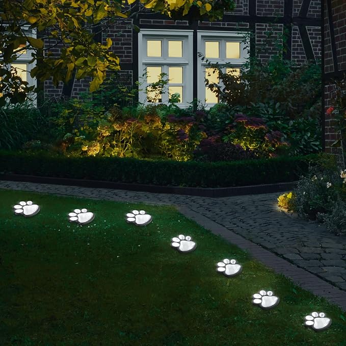 Animal Paw Print Solar Lights Outdoor Garden Decor, 4 Pack Paw Print Lights - Image 8