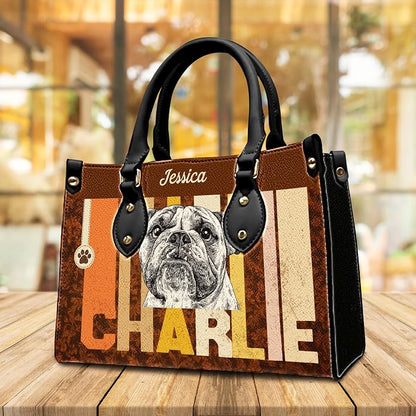 Personalized Pet Mom Leather Handbag – Custom Name Dog Cat Photo Purse - Image 6