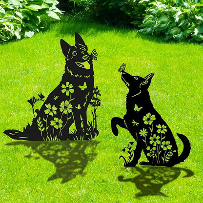 German Shepherd Metal Garden Stakes Yard Decor, Lawn Ornaments by RNGMSI