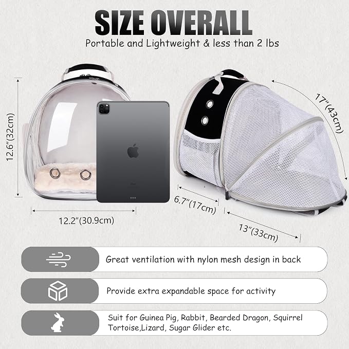 Back Expandable Backpack for Small Animals, Portable Travel Bag Breathable Pet - Image 4