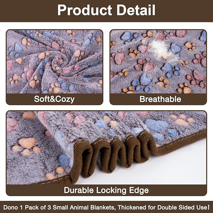 Dono 1 Pack 3 Dog Blankets, Soft Fluffy Fleece Pet Blanket Warm Sleep Mat Paw - Image 5