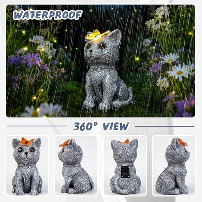 Solar Cat Garden Statues Outdoor Decor - Image 2