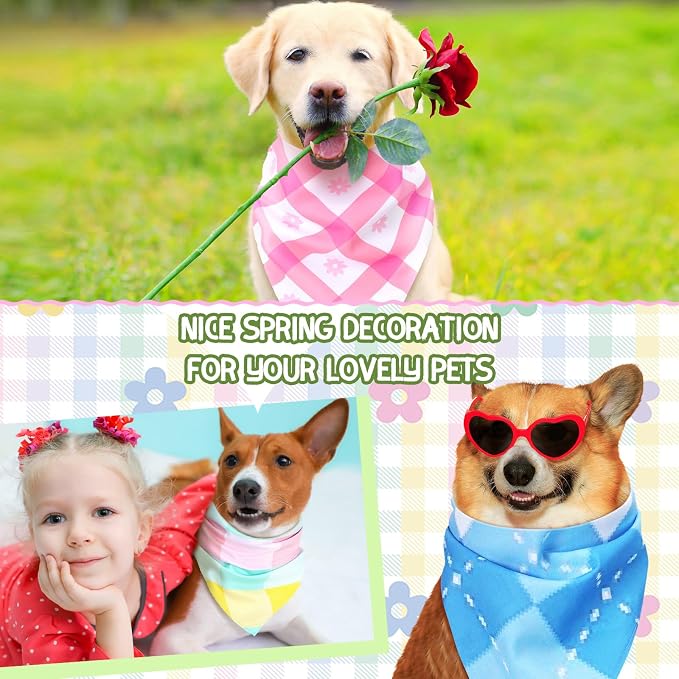 150 Pcs Spring Dog Bandanas Bulk Pet Bibs Colorful Triangle Scarf Pet Bandanas - Image 6