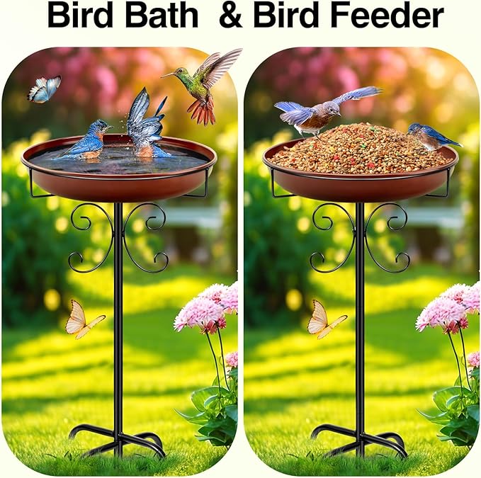 Daoeny Heavy Duty Bird Baths for Outdoors, 35In Outdoor Freestanding Birdbaths - Image 4