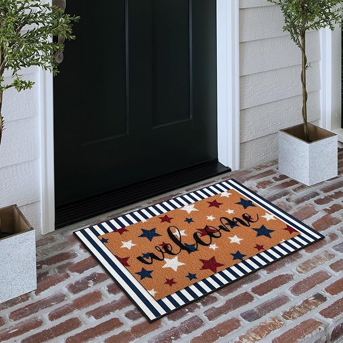 Tinideya 2 Pcs Door Mat Welcome Non Slip Coir Mats Floor Layering Doormats - Image 4