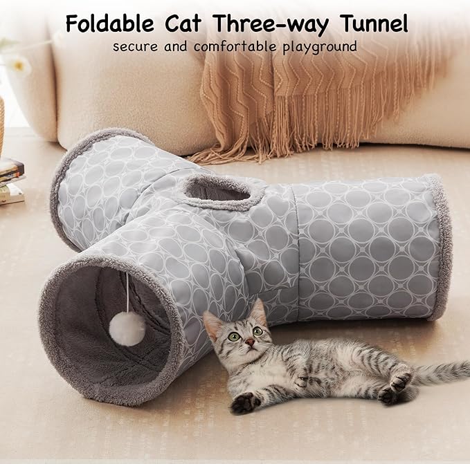 Tempcore Pet Cat Tunnel Tube Cat Toys 3 Way Collapsible, Cat Tunnels - Image 3