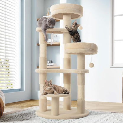 Allewie 55.5 in Cat Tree for Indoor Kitties/Soft Plush Perches/Multi-Level Cat - Image 2