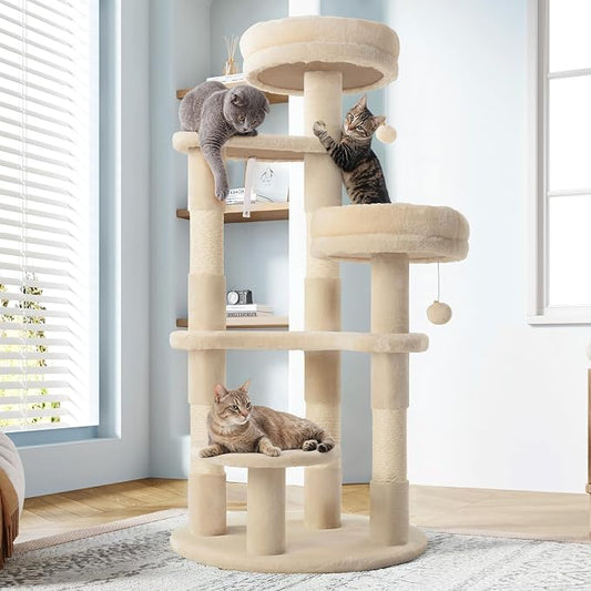 Allewie 55.5 in Cat Tree for Indoor Kitties/Soft Plush Perches/Multi-Level Cat - Image 2