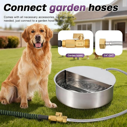 6L Automatic Dog Water Bowl Dispenser Outdoor Stainless Steel Pet Waterer Self - Image 5