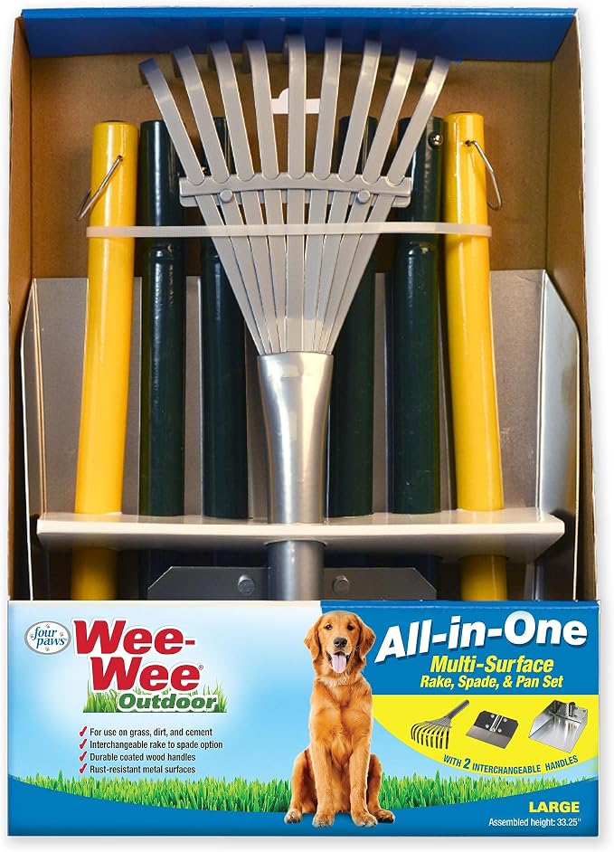 Four Paws Stainless Steel Long-Handled Dog Pooper Scooper Rake, & Pan 3 Piece - Image 5