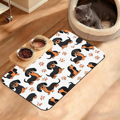 Dog Bowl Mat, Dog Dachshund Pet Feeding Mat by Unknown