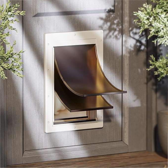 Never Rust Dog Door with Durable Plastic Frame, Medium Doggy Door by PETCOMING