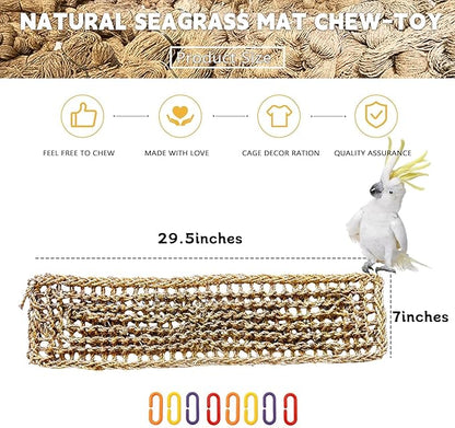 2Pcs Bird Seagrass Mat 30 × 7" Natural Grass Woven Net Hammock - Image 6