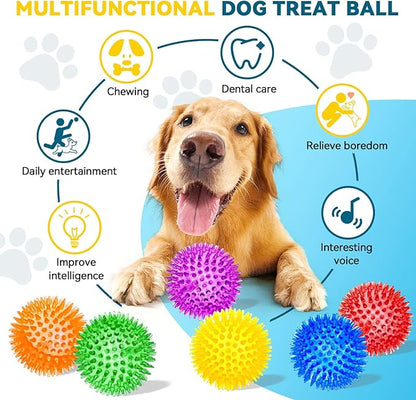 SHARLOVY 3.5” Large Dog Toys Ball, 6 Pack Squeaky oys, Durable - Image 3