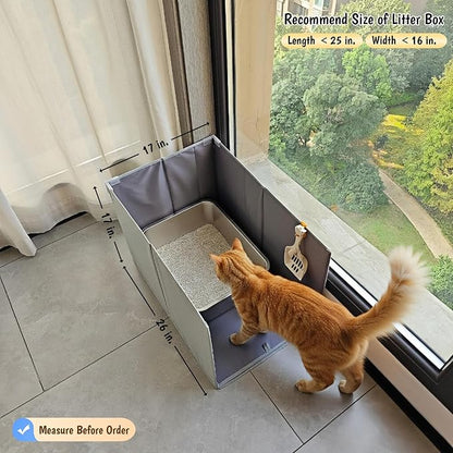Less-Mess Cat Litter Box Enclosure, Open Top High Side - Image 3