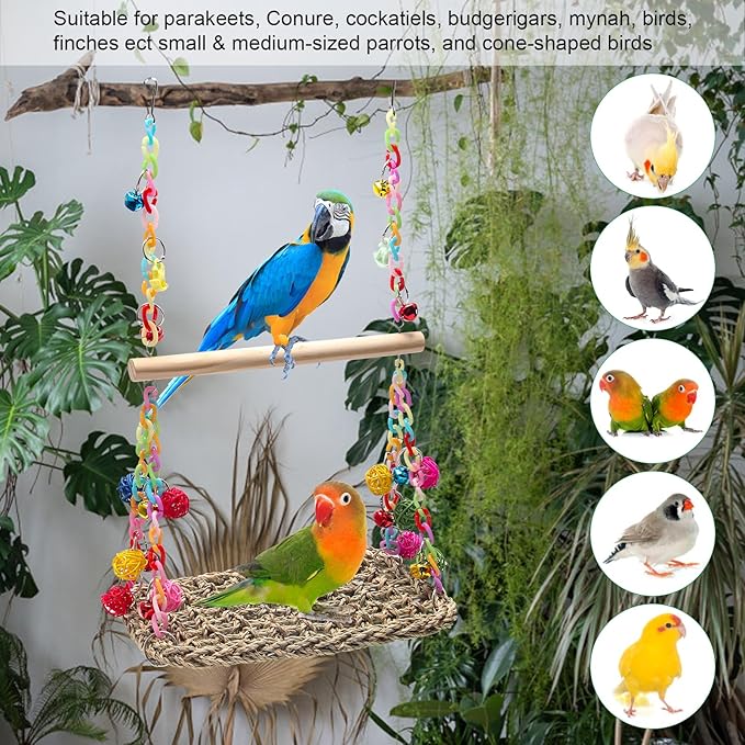 Bird Swing Toys Coolrunner Bird Hammock Bed Hanging Swing Nest Cotton Weave - Image 4