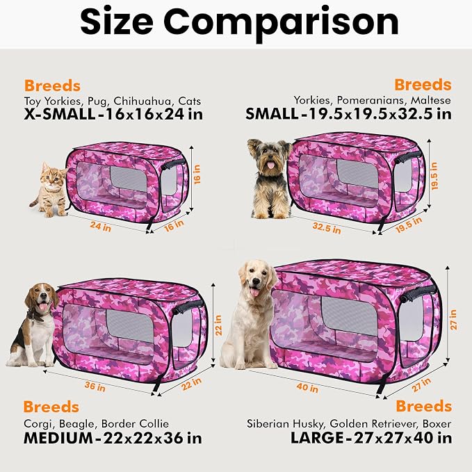 Beatrice Home Fashions Portable, Collapsible, Pop Up Kennel Travel Cat and Dog - Image 3