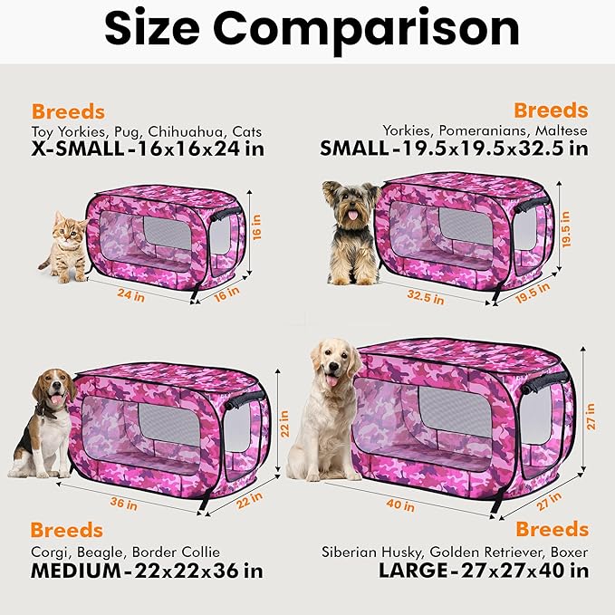 Beatrice Home Fashions Portable, Collapsible, Pop Up Kennel Travel Cat and Dog - Image 3