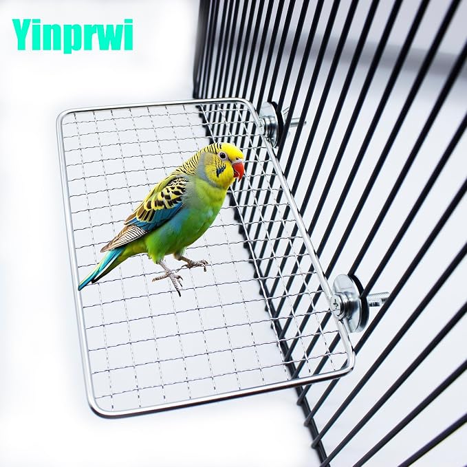 2 Pack Parrot Perch Platform, 7.9x5 in Stainless Steel Shelves - Image 4