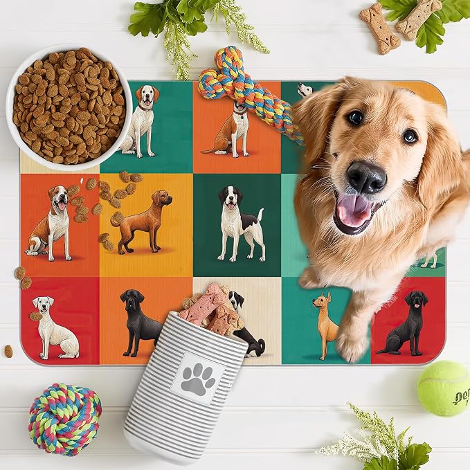 Cute Dog Cat Food Mat, Absorbent Pet Feeding Mat - Image 7