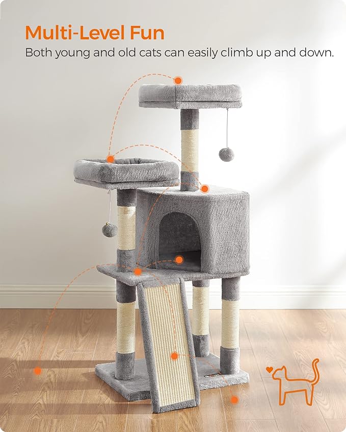 Feandrea Cat Tree, 45.3-Inch Cat Tower, Plush Condo - Image 2
