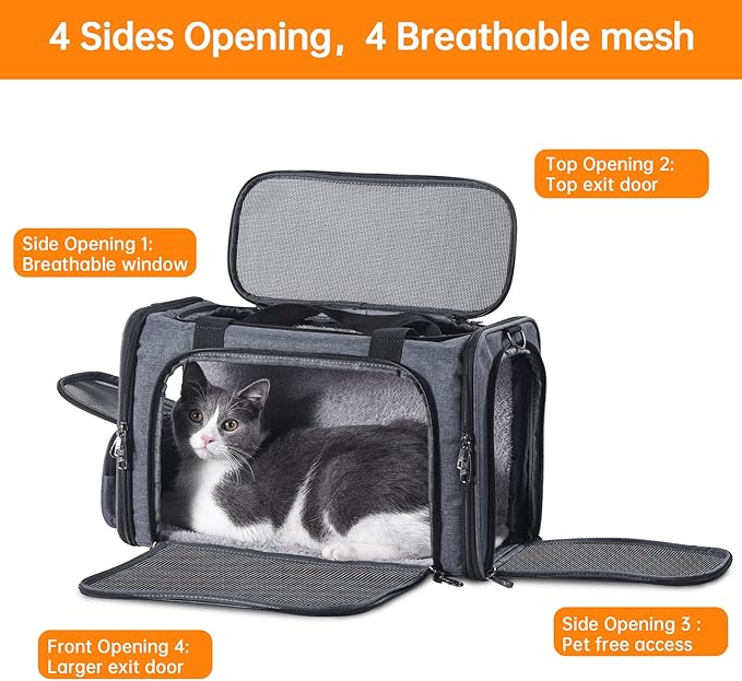 Cat Carrier Pet Travel Carrier by Airplane Approved Under seat, TSA Airline - Image 3