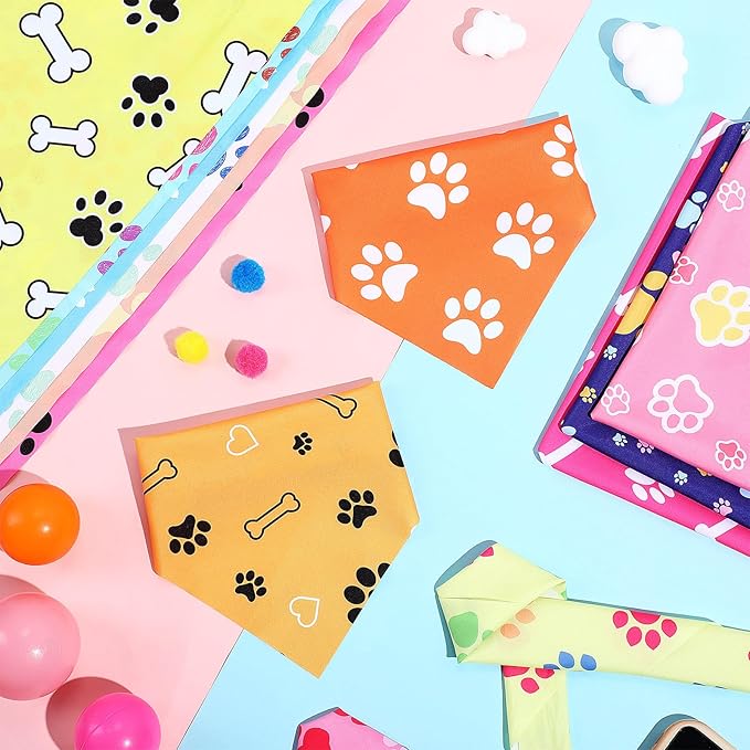 Abbylike 50 Pcs Paw Print Dog Bandanas Bulk Cute Footprint Bandanas - Image 5