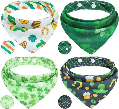 PAWCHIE St. Patrick's Day Dog Bandanas 4 Pack, Reversible Dog Party Triangle by PAWCHIE