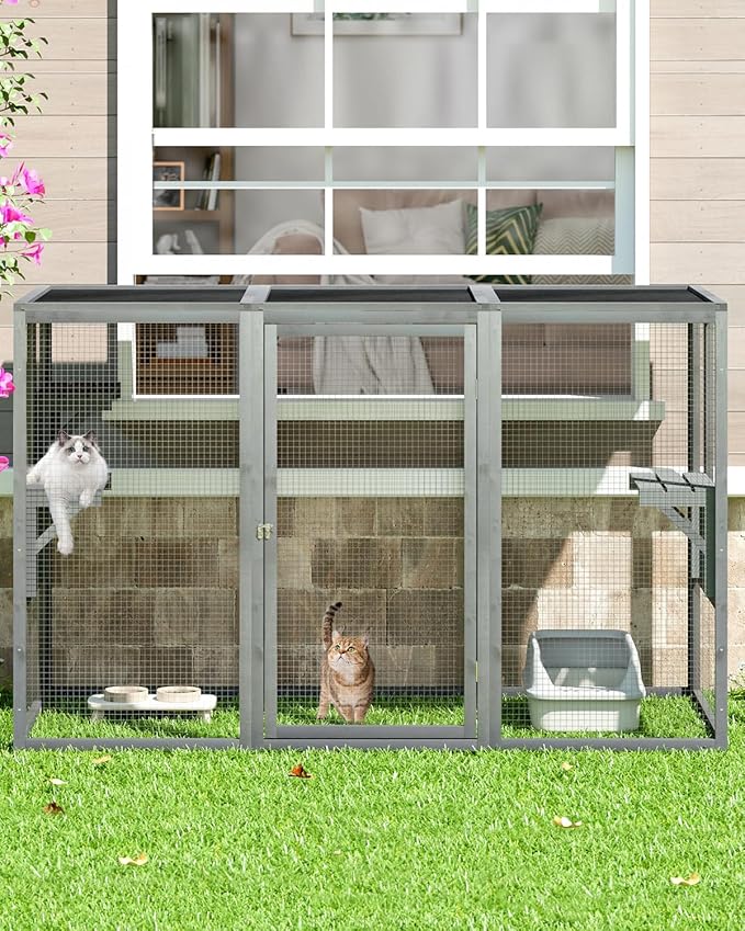 Catio Outdoor Cat Enclosure, Wooden Large Catios by Nyeekoy