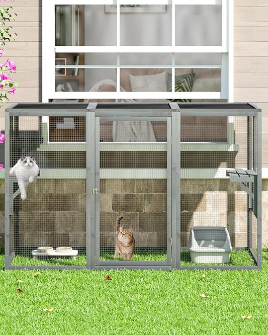 Catio Outdoor Cat Enclosure, Wooden Large Catios by Nyeekoy