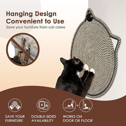 Cat Scratcher Mat, Natural Cotton Rope Cat Scratch Pad, 15.7'' Round Horizontal - Image 4
