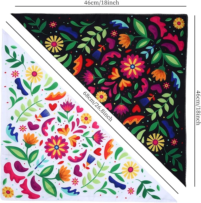 Whaline Mexican Dog Bandana Floral Dog Bandana Cinco De Mayo Fiesta Pet Scarf - Image 2