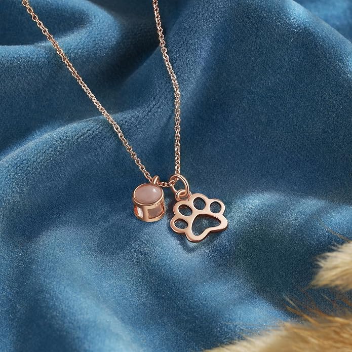 Personalized Cute Dog Cat Paw Name Necklace Forever Love Custom Heart Pendant - Image 4