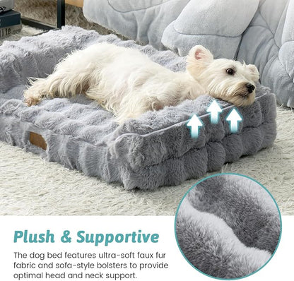 Faux Rabbit Fur Orthopedic Dog Bed, Dog Bed - Image 4