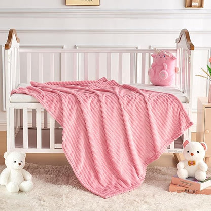 Soft Fleece Baby Blanket Ultra Cozy Pink Baby Blankets - Image 5
