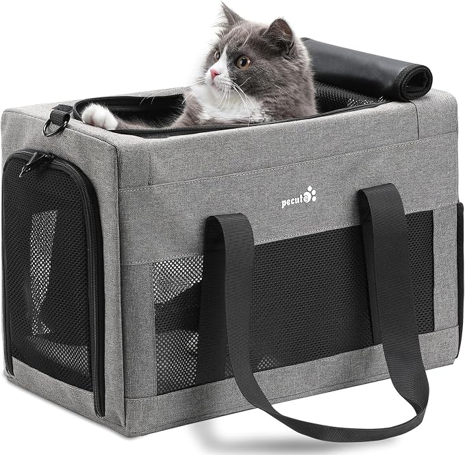 Airline Approved Cat Carrier, Pet Carrier Soft-Sided, Portable Dog Carrier by pecute
