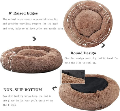 Calming Donut Dogs Beds for Small Dogs Washable, 19inch Fluffy Round Puppy Bed - Image 4