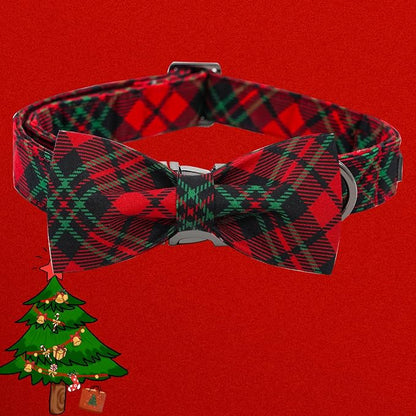 Dog Collar, Christmas Plaid Pet Collar Bow Holiday Bows Girl Boy Bow Dog - Image 3