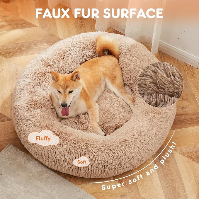 Sweetcrispy Donut Dog Bed, Large Round Calming Cat Bed - Image 2