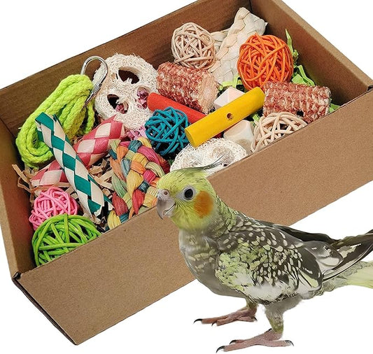 bird toys，Colorful Parrot Foraging and Tearing Toy Box by kencunay