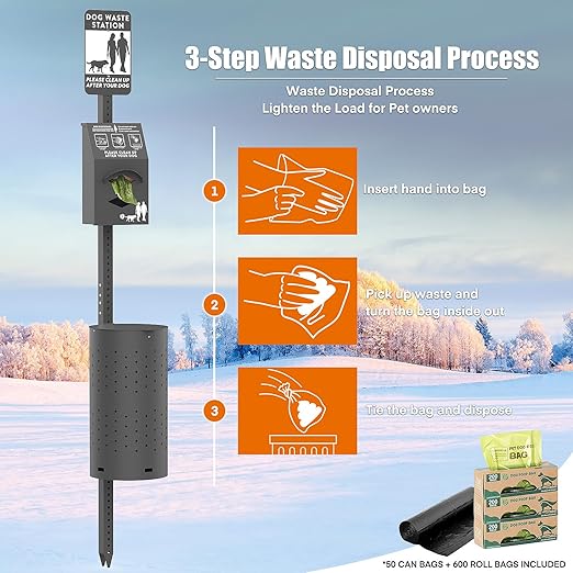 Dog Waste Station Outdoor, Pet Waste Disposal Station Rustproof Aluminum - Image 5