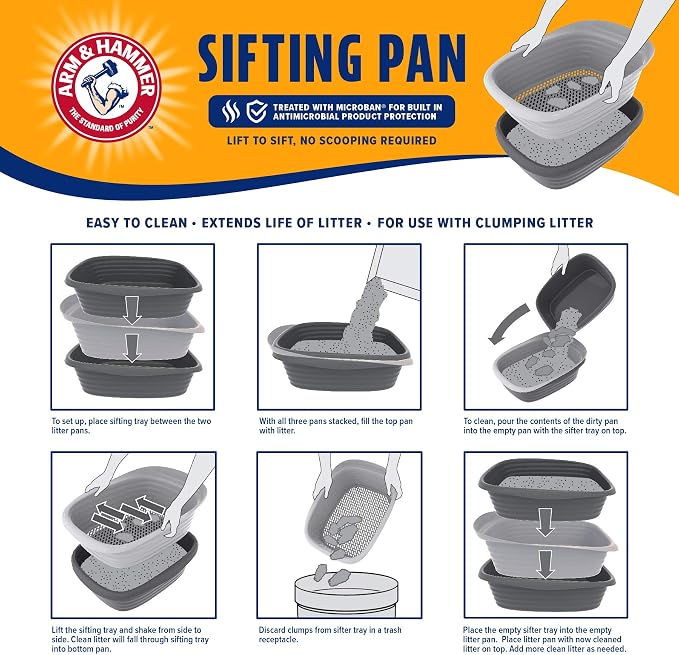 Arm & Hammer Large Sifting Litter Box Scoop Free Cat Litter Tray - Image 4