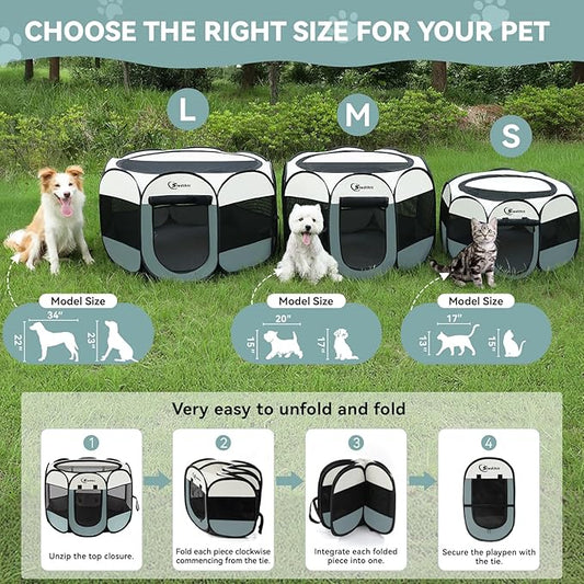Dog Playpen, Puppy Pet Playpen, Medium Dogs Tent Crates Cage Indoor/Outdoor - Image 2
