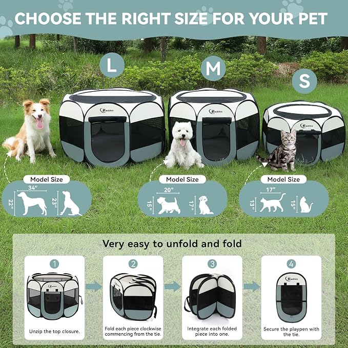 Dog Playpen with 2 Washable Pee Pad, Puppy Pet Cat Playpen Small AnimalsTent - Image 2